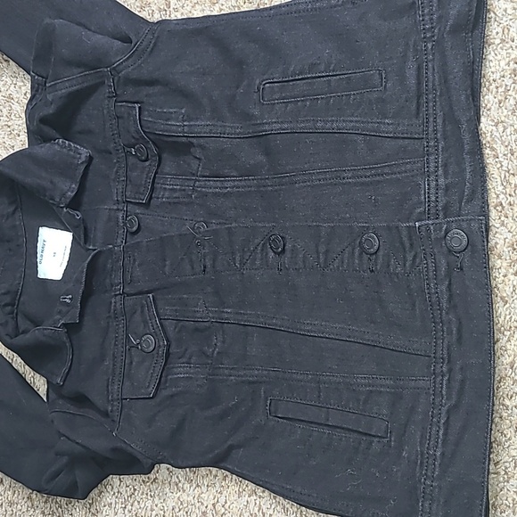 Old Navy Black Jean Jacket Cropped Button-Front - Picture 5 of 7